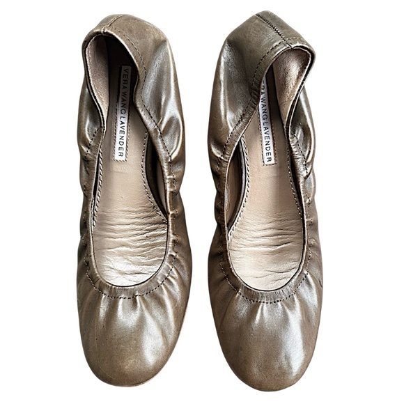 VERA WANG Lavender "Lillian" Pewter Leather Ballet Flats Shoes Size US 10 - Picture 2 of 13